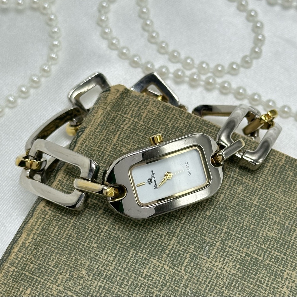 Two-Tone Rectangular Chain Watch - image 7